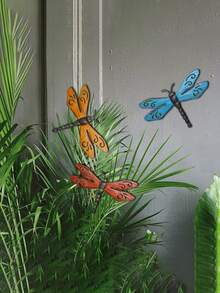 Decoración Exterior De La Cerca Con Libélula Azul - Azul - Ver 3