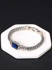 1pc Men's S925 Sterling Silver Flat Rope Bracelet Father - Antique Silver - View 7