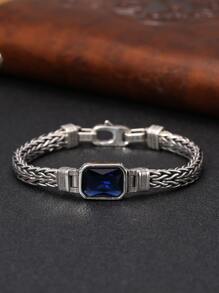 1pc Men's S925 Sterling Silver Flat Rope Bracelet Father - Antique Silver - View 3