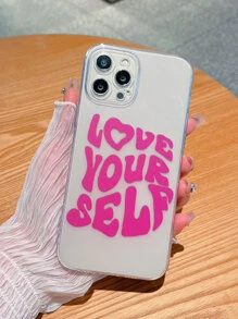 Hộp đựng điện thoại rõ ràng đồ họa khẩu hiệu - Màu Hồng Tươi - Xem 1