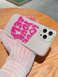 Hộp đựng điện thoại rõ ràng đồ họa khẩu hiệu - Màu Hồng Tươi - Xem 3