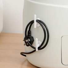 1 Set 8 Stücke abnehmbar Kabel Management Clips Organizer mit Wand & Decke Kleber Haken - Weiss - Übersicht 4