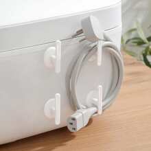 1 Set 8 Stücke abnehmbar Kabel Management Clips Organizer mit Wand & Decke Kleber Haken - Weiss - Übersicht 2