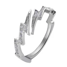 VKHK Cubic Zirconia Lightning Finger Rings For Women Wedding Jewelry