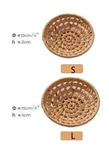 1pc Hollow Out Desktop Storage Basket, Rattan Desktop Organizer For Home - Khaki - View 8