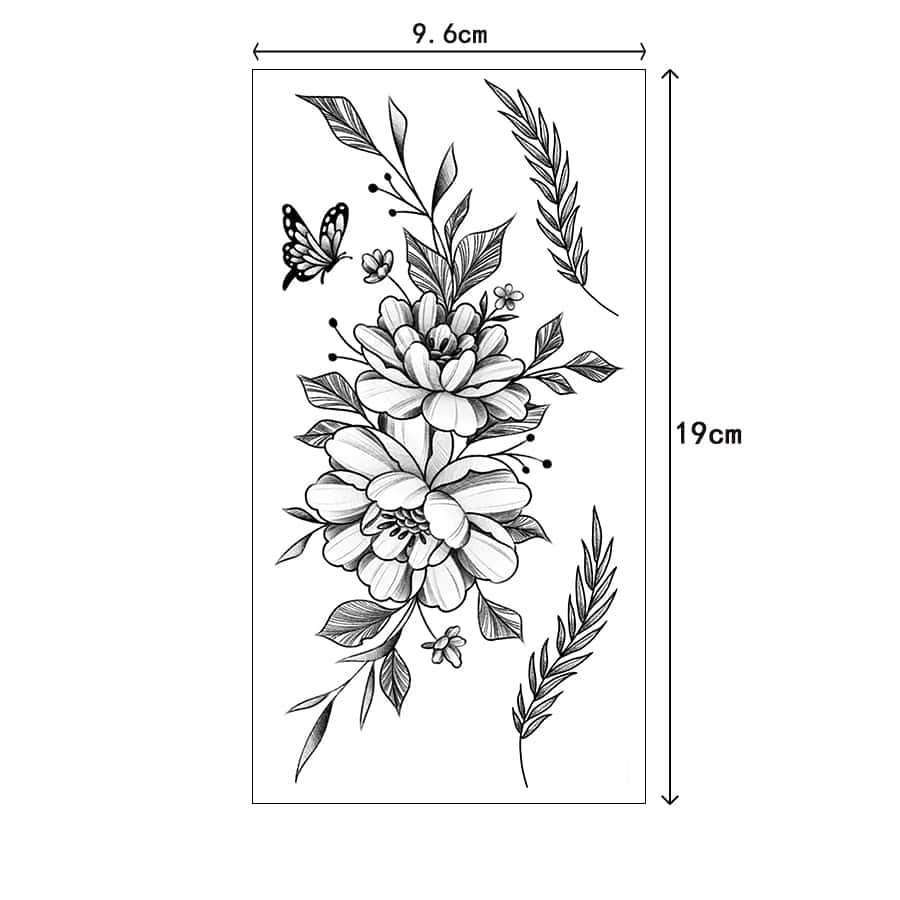 20 Large and Small Sexy Flower Rose Temporary Tattoos for Women Girls