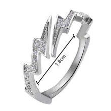 VKHK Cubic Zirconia Lightning Finger Rings For Women Wedding Jewelry
