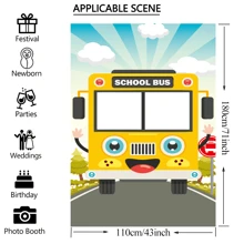 Dienalls 6x4ft School Bus Photo Prop Back to School Party Decorations Backdrop - Yellow - View 2