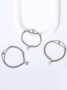 1 件装时尚不锈钢十二生肖吊坠双层个性化手链（女士款） - 不銹鋼星座吊墜手鍊 - 查看 5