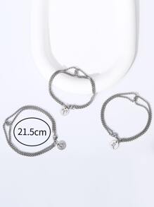 1 件装时尚不锈钢十二生肖吊坠双层个性化手链（女士款） - 不銹鋼星座吊墜手鍊 - 查看 2