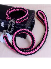 Correa Collar Perro Grande Gruesa Resistente Suave Larga - Rosado Sandía - Ver 2