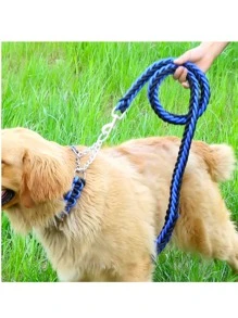 Correa Collar Perro Grande Gruesa Resistente Suave Larga - Azul - Ver 2