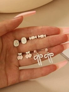 6pairs/Set Multicolor Drip Glaze Earrings For Women - Multicolor - View 2