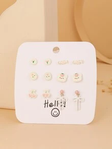 6pairs/Set Multicolor Drip Glaze Earrings For Women - Multicolor - View 3