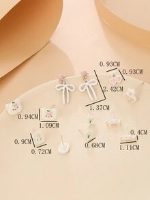 6pairs/Set Multicolor Drip Glaze Earrings For Women - Multicolor - View 5
