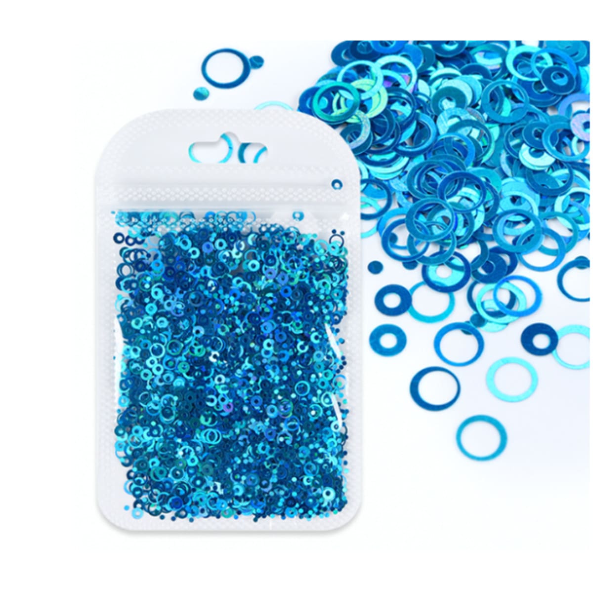 3克/袋3d全息嬰兒藍漸變泡泡圓形指甲藝術亮片雷射閃粉圓片,適用於diy夏季指甲美容配件 - 淺藍色 - 查看 1