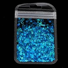 3克/袋3d全息嬰兒藍漸變泡泡圓形指甲藝術亮片雷射閃粉圓片,適用於diy夏季指甲美容配件 - 淺藍色 - 查看 2