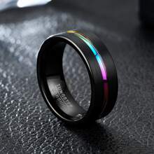 Anneau Européen Et Américain style 8mm Ample Acier Au Titane Pour Homme - Noir - Voir 2