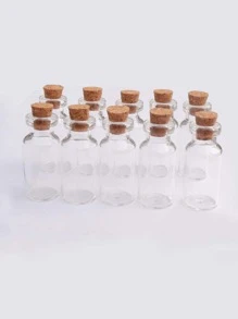 10 件迷你圣诞装饰玻璃许愿瓶带软木塞，DIY 手工装饰，结婚礼物，许愿珍珠首饰派对礼物 - 無色 - 查看 1