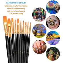 油漆刷套裝，2 件裝 20 件圓形尖頭畫筆尼龍毛藝術家丙烯酸油漆刷，適用於丙烯酸油水彩、面部美甲藝術、微型細節和岩石繪畫，黑色 - 黑色 - 查看 2