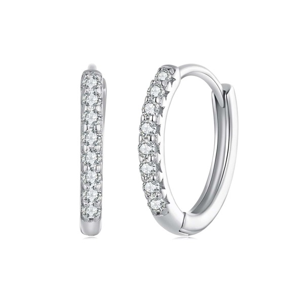Pendientes de aro clásicos de Moissanite de BAMOER con hebillas de oreja de diamante de laboratorio certificadas para mujeres, joyería fina de plata esterlina 925, regalo