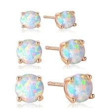 1個不鏽鋼澳洲寶石4爪鑲嵌耳釘,0.3cm/0.4cm/0.5cm - 玫瑰金 - 查看 2