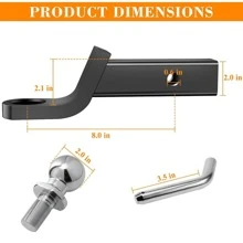 Car Trailer Hitch Ball Mount - Black - View 2