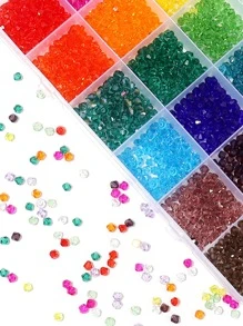 1 Box Faceted Glass Crystal Beads Set Briolette Rondelle Crystal AB Beads Spacer For Jewelry Making Bracelet Rings Necklace 24 Colors 2400pcs 4MM - Multicolor - View 2