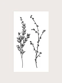 1pc Simple Waterproof Plant Pattern Temporary Tattoo Sticker - Black - View 4