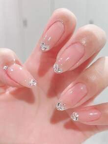 24入組超長細跟形狀美甲貼紙在酷和神秘夜空主題帶杏仁造型和鐳射漸變效果,合適適合女士和女孩帶1入組果凍凝膠和1入組指甲銼包括 - 彩色 - 查看 1