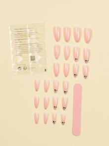 24入組超長細跟形狀美甲貼紙在酷和神秘夜空主題帶杏仁造型和鐳射漸變效果,合適適合女士和女孩帶1入組果凍凝膠和1入組指甲銼包括 - 彩色 - 查看 2