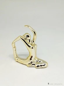 Enfeite de porcelana de Yoga - Dourado - Visão 1