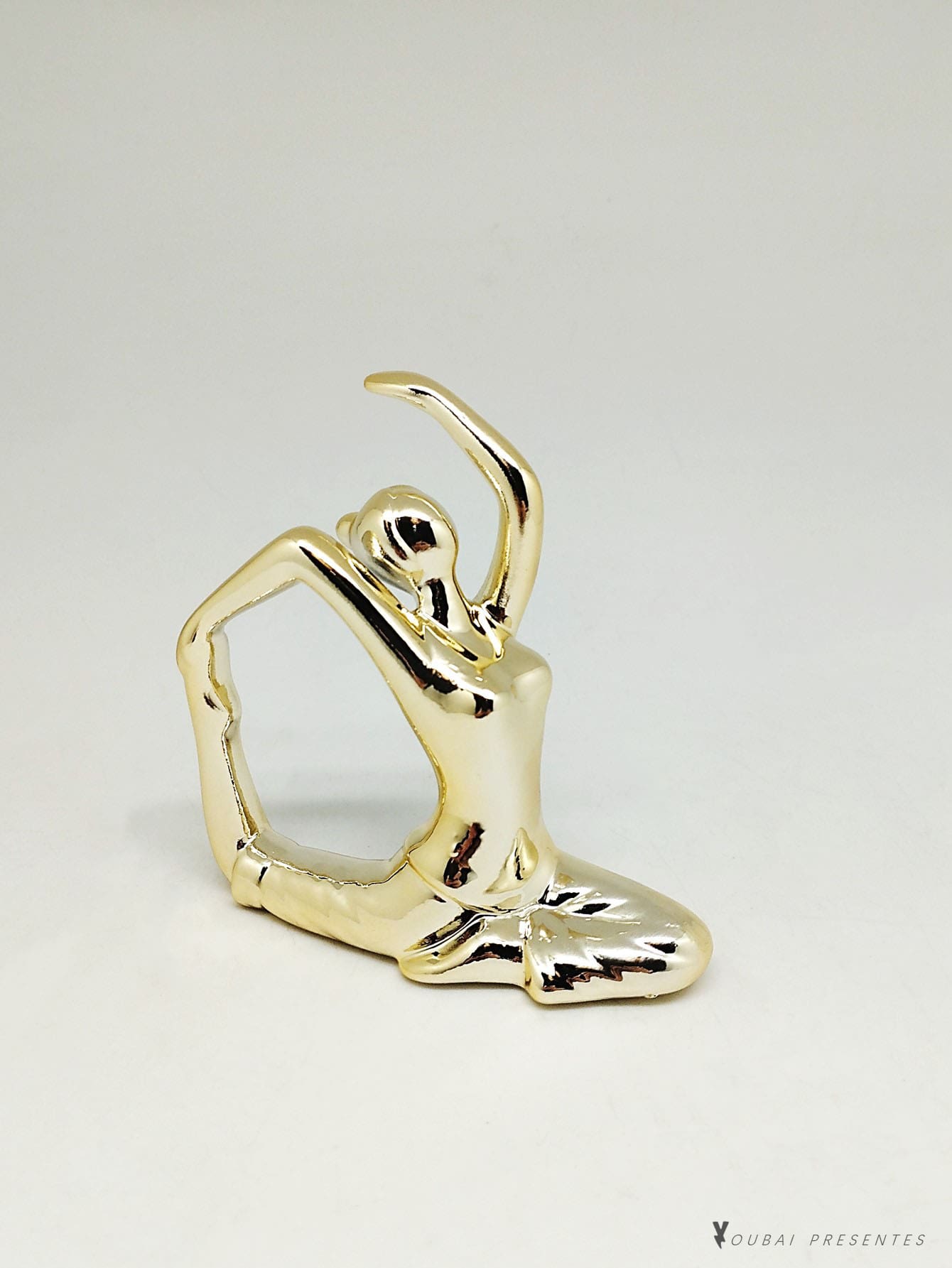 Enfeite de porcelana de Yoga - Dourado - Visão 1