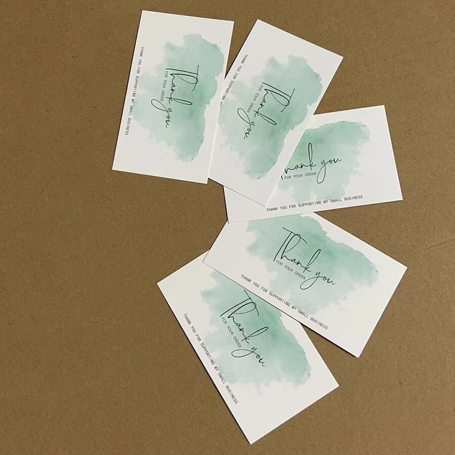 Thank You Gift Card Packaging English Card Business Thank You Card 5x9cm Universal Gift Card Packaging English Card 50/100pcs Green - Green - View 1