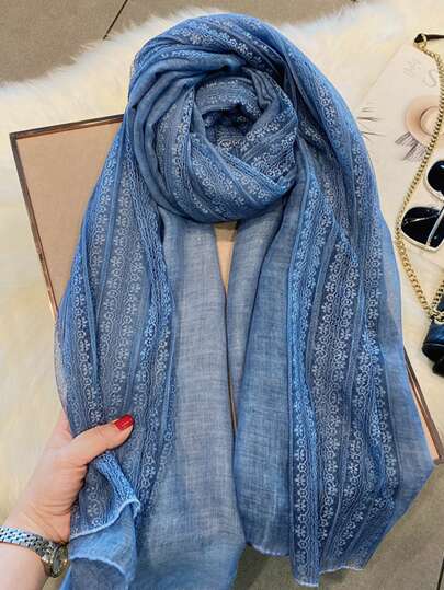 Boho 1pc Ladies' Solid Color Lace Trim Scarf Winter Fall