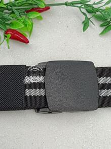 男士時尚休閒皮帶，日常使用，完美送禮給朋友 - 黑與白 - 查看 4