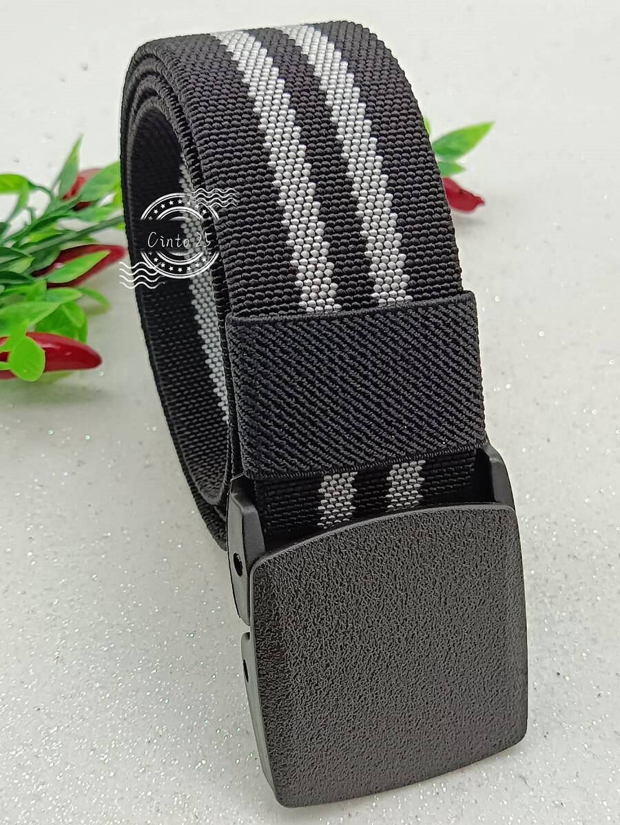 男士時尚休閒皮帶，日常使用，完美送禮給朋友 - 黑與白 - 查看 1
