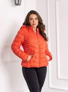 Plus Size Winter Coats - 橘色 - 查看 1