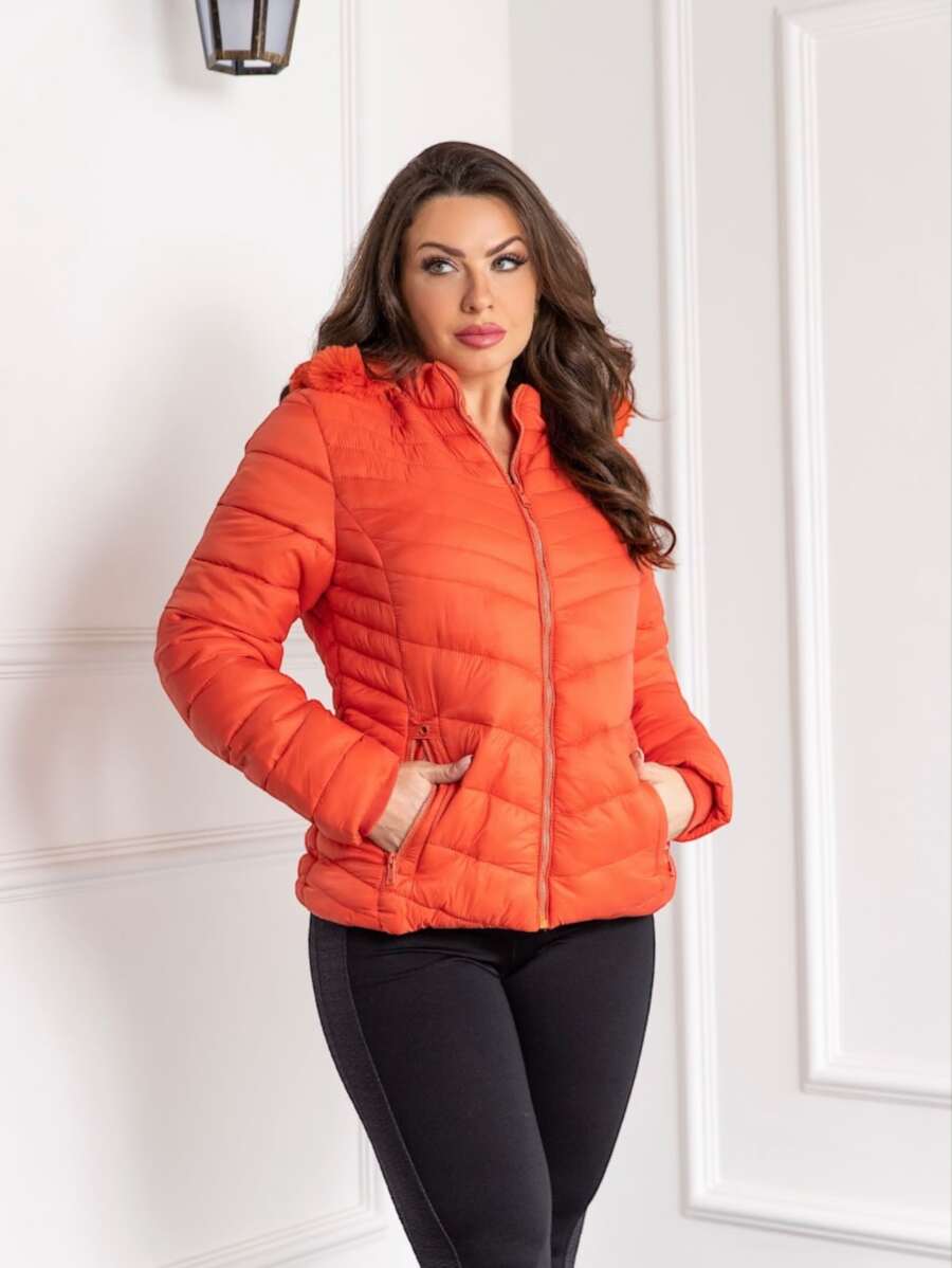 Plus Size Winter Coats - 橘色 - 查看 1