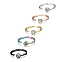5Pcs Women's Inlaid cubic zirconia Nose Ring Fake Piercing Lip Ring Earrings Stainless Steel Non Piercing Nose Ring Body Jewelry - Multicolor - View 2