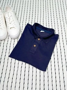 Men Polo Shirts - Màu xanh hải quân - Xem 3