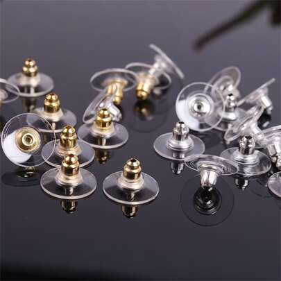 10pcs Bullet-shaped Color Retention Plating Earring Backs, Diy Jewelry Making Ear Stud Backs To Prevent Loss And Slipping