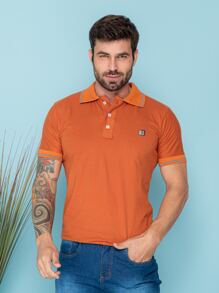 Men Polo Shirts - 亮橙色 - 查看 3