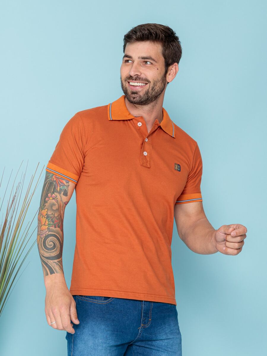 Men Polo Shirts - 亮橙色 - 查看 1