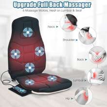 Lifezeal Massage Seat Cushion Back Massager W/ Heat & 6 Vibration Motors For Home - Black - View 2