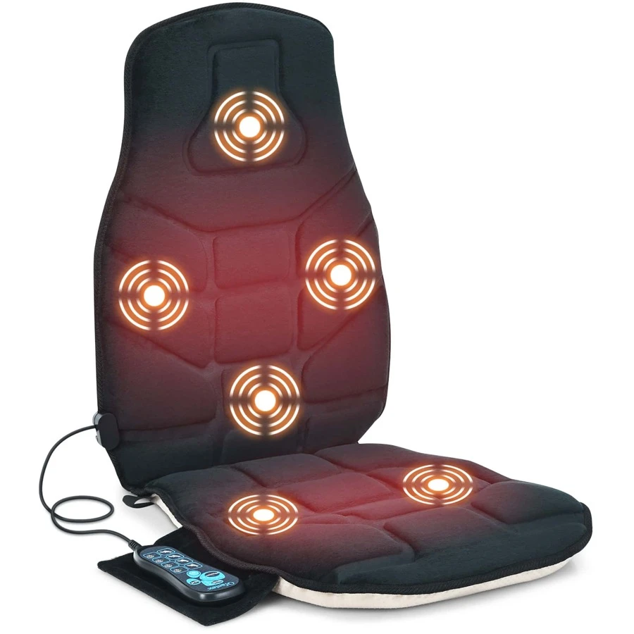 Lifezeal Massage Seat Cushion Back Massager W/ Heat & 6 Vibration Motors For Home - Black - View 1