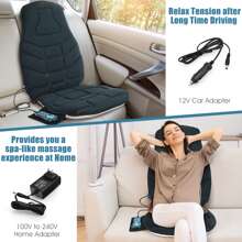 Lifezeal Massage Seat Cushion Back Massager W/ Heat & 6 Vibration Motors For Home - Black - View 4