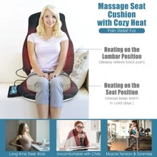Lifezeal Massage Seat Cushion Back Massager W/ Heat & 6 Vibration Motors For Home - Black - View 3