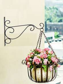 1入組北歐風格壁掛式花架，陽台/花園植物衣架，花盆/燈掛鉤 - 黑色 - 查看 3