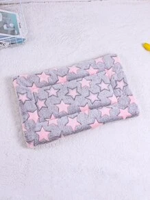 1入組柔軟灰色和紅色星星圖案寵物床 - 黑色 - 查看 2